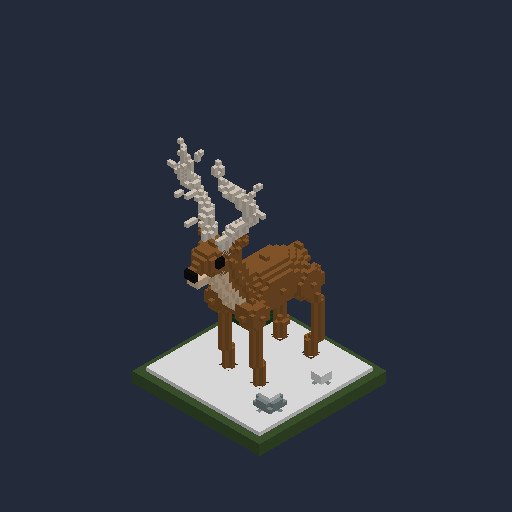 Majestic Winter Stag — voxel art