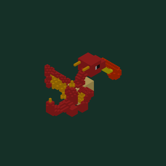 Fire-Breathing Dragon — voxel art