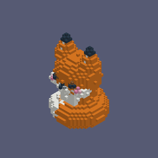 Cute Sitting Fox — voxel art
